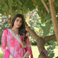 Pink Celestial Silk Embroidered Gown-Dupatta Set