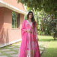 Pink Celestial Silk Embroidered Gown-Dupatta Set