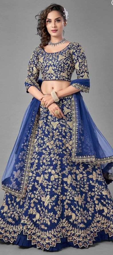 Art Silk Festive Lehenga in Blue with Sequence work-1714071