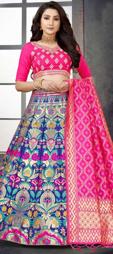 Banarasi Silk Traditional Lehenga in Multicolor with Zari work-1835611