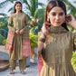 Brown Floral Embroidered Pure Silk Anarkali Suit