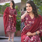 Maroon Floral Printed Pure Cotton Anarkali Salwar Suit