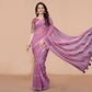 Pink Zari Woven Georgette Saree With Tassels