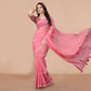 Rose Pink Zari Woven Georgette Saree With Tassels