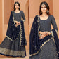 Blue Sequins Embroidered Georgette Semi Stitched Anarkali Suit