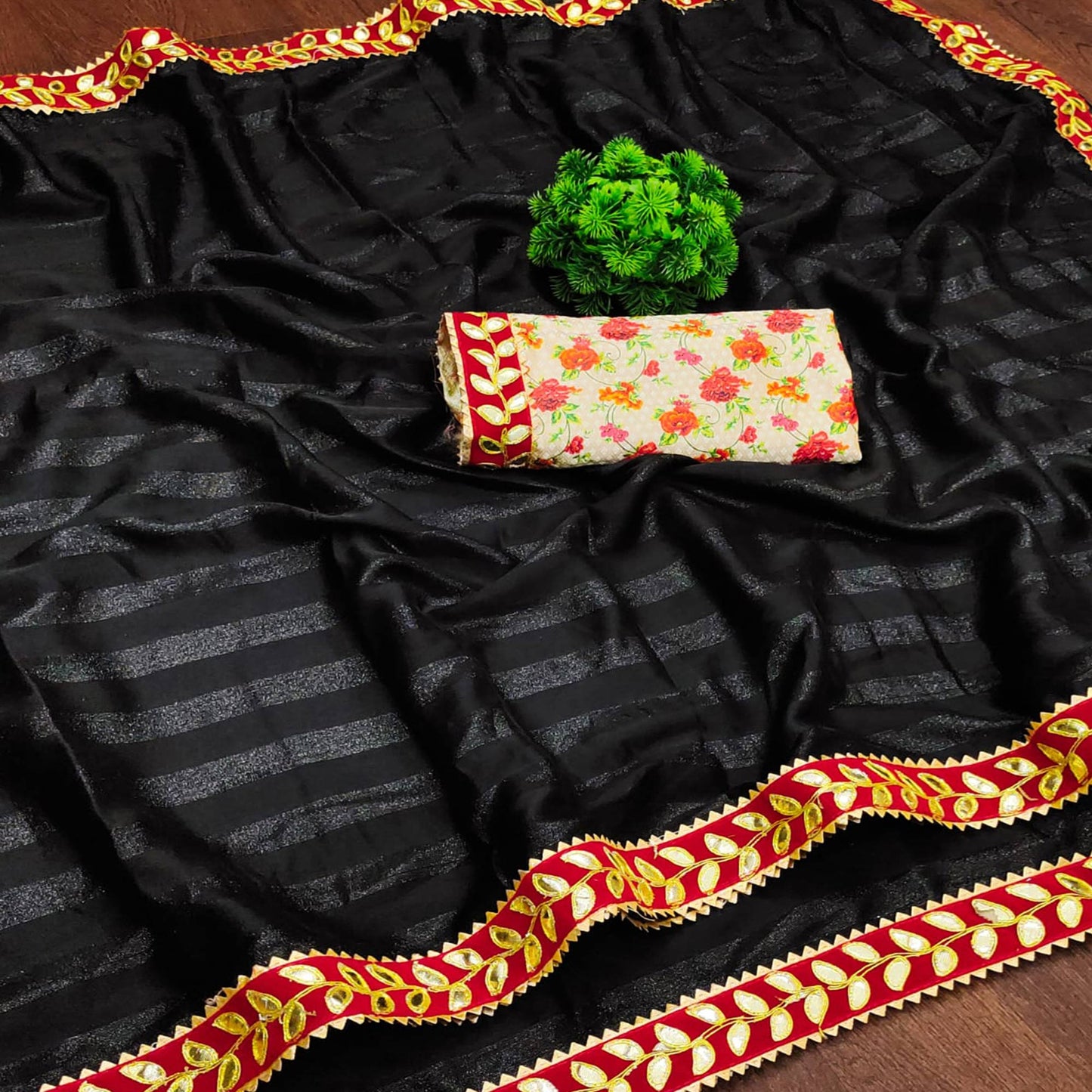 Black Woven Chiffon Saree