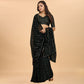 Black Striped Woven Georgette Saree