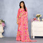 Salmon Pink Floral Digital Printed Chiffon Saree