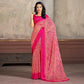 Pink Printed Chiffon Saree With Woven Border