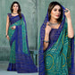 Teal & Blue Bandhani Printed Chiffon Saree