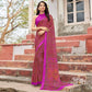 Purple Floral Printed Chiffon Saree