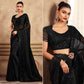 Black Sequins Embroidered Chiffon Silk Saree