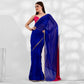 Blue & Pink Solid Georgette Designer Saree