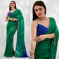 Green & Blue Solid Georgette Designer Saree