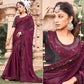 Wine Solid With Embroidered Border Chiffon Saree