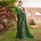 Green Solid With Embroidered Border Chiffon Saree