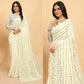 Off White Sequins Embroidered Georgette Saree