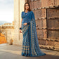 Navy Blue Lehriya Printed With Embroidered Border Chiffon Saree