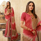 Pink & Brown Printed With Embroidered Border Georgette Saree