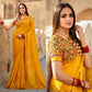 Yellow Bandhani Printed With Embroidered Border Chiffon Saree