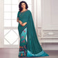 Teal Green Floral Printed Georgette Saree