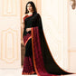 Black Printed Art Silk Saree With Lace Border