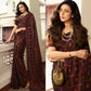 Purple Printed Art Silk Saree With Lace Border