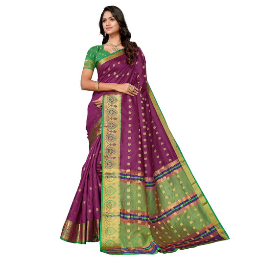 Wine Woven Banarasi Silk Saree