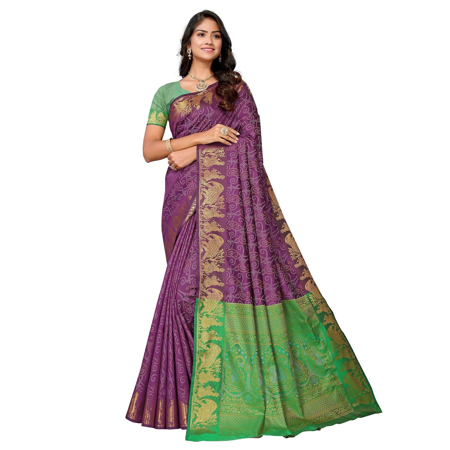 Purple Woven Banarasi Silk Saree