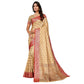 Beige Floral Woven Banarasi Silk Saree