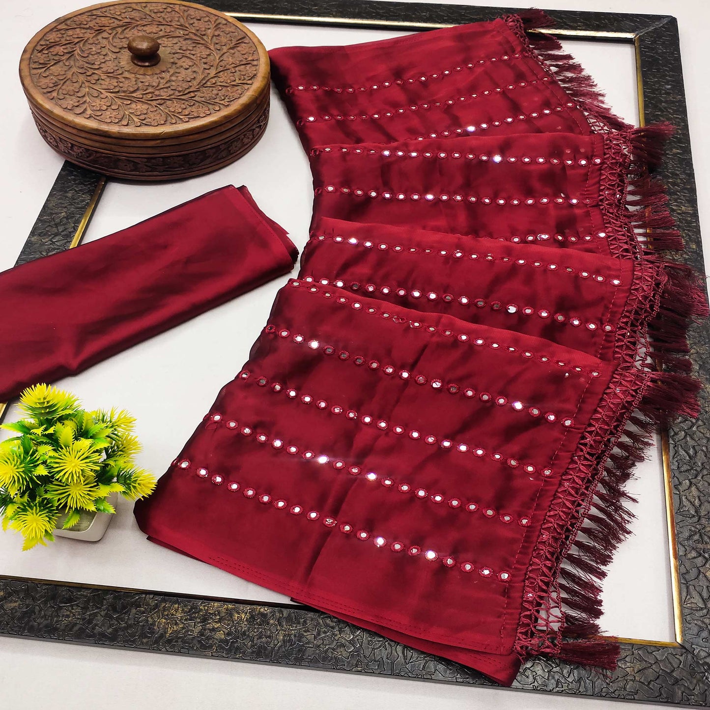 Maroon Embroidered Art Silk Saree