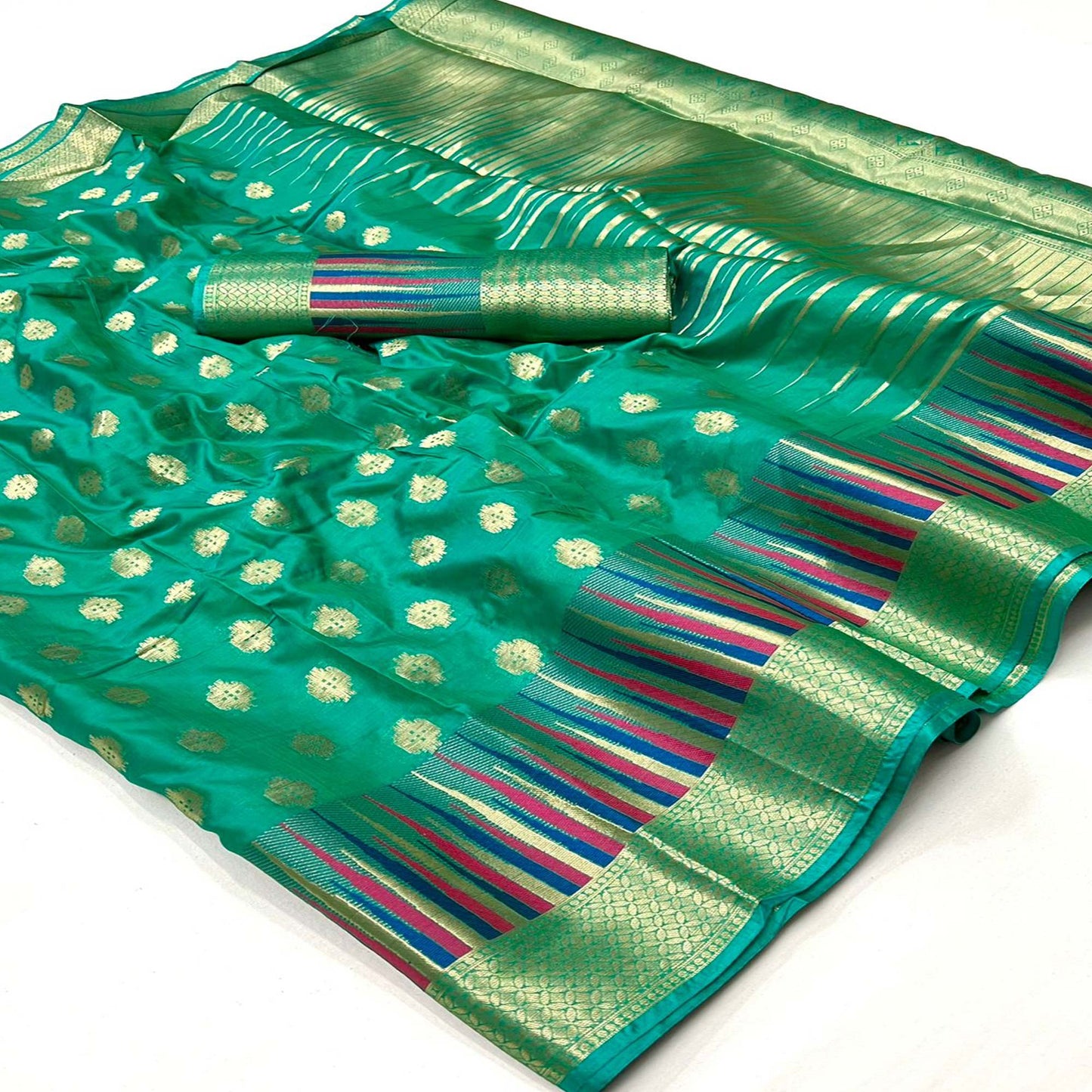 Rama Green Butti Design Woven Art Silk Saree