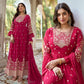 Pink Floral Sequins Embroidered Georgette Semi Stitched Anarkali Suit