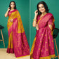 Gold Zari Woven Banarasi Silk Saree With Tassels