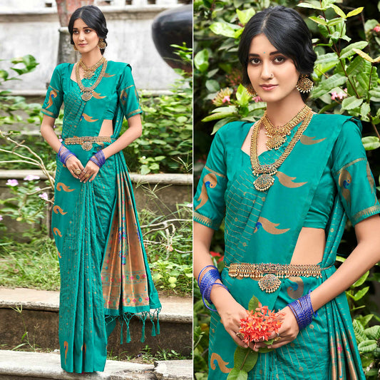 Rama Green Woven Art Silk Paithani Saree