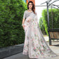 Off White Floral Digital Printed Georgette Saree