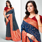 Navy Blue Woven Banarasi Silk Saree With Tassels