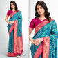 Sky Blue Woven Banarasi Silk Saree With Tassels