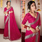 Pink Foil Printed With Woven Border Georgette Saree