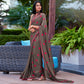 Brown Printed Georgette Saree