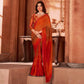 Red Printed Moss Georgette Saree With Swarovski Work Border