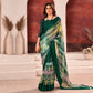 Green Ombre Printed Chiffon Saree With Satin Zari Border