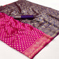 Rani Pink Floral Woven Banarasi Silk Saree