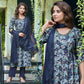 Navy Blue Muslin Printed Anarkali Suit with Zardosi Handcraft