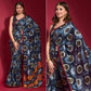 Grey Foil Printed Art Silk Saree