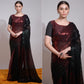 Black & Red Sequins Embroidered Georgette Saree