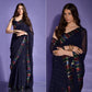 Navy Blue Sequins Embroidered Georgette Saree