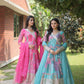 Pink Celestial Silk Embroidered Gown-Dupatta Set