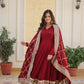 Maroon Embroidered Gown ensemble Limited Stock