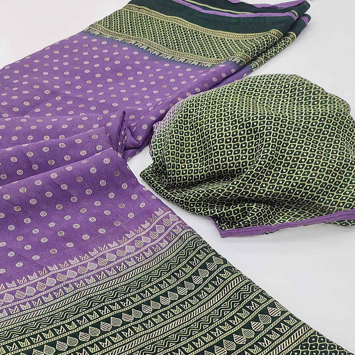 Light Purple Foil Printed Georgette Saree